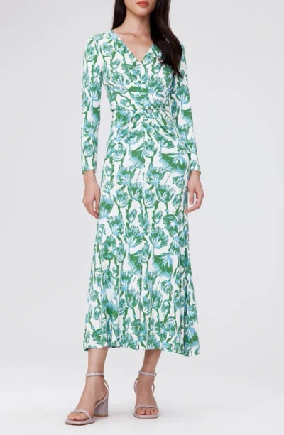 Dvf Timmy Floral Long Sleeve Midi Dress In Sea Trees
