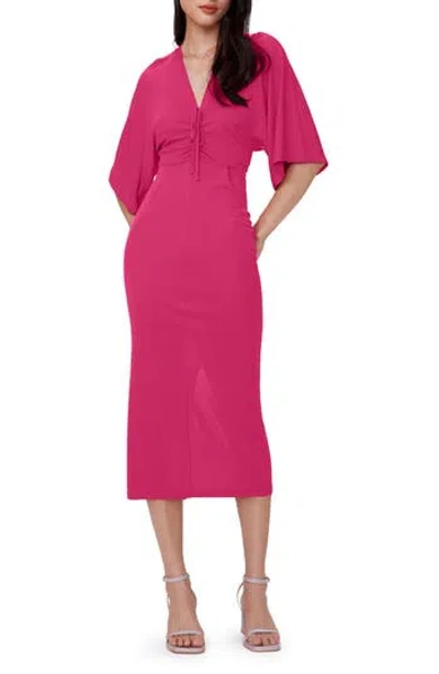 Dvf Valerie Center Ruched Bodice Dress In Pink