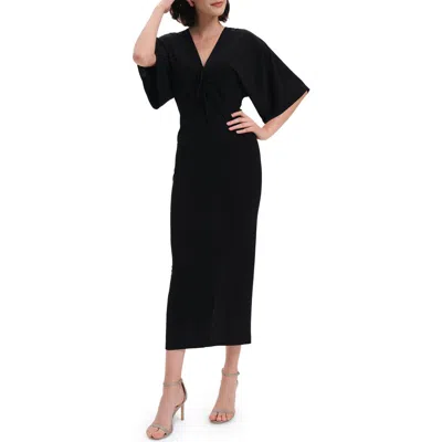 Dvf Valerie Tie Front Midi Dress In Black