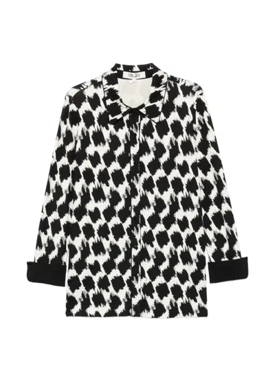 Dvf Vintage Abstract-print Long-sleeve Shirt In Black