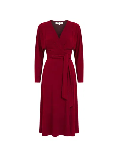 Dvf Vintage Amara Wrap-design Midi Dress In Rot