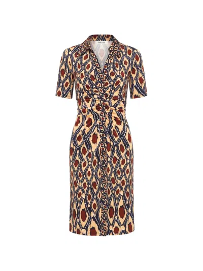 Dvf Vintage Zoey Ruched Murano Eye Dress In Multi