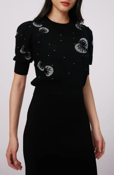 Dvf Willa Short Puff Sleeve Sweater In Moon Landing Lg