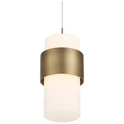 Dweled Banded 5" Wide Aged Brass And White Led Mini Pendant