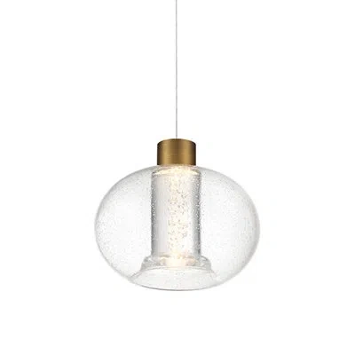 Dweled Crater 1 - Light Globe Led Pendant In Aged Brass