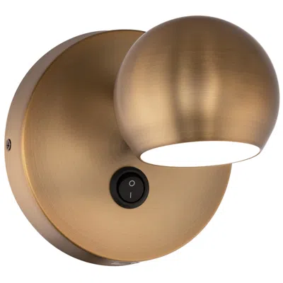 Dweled Duplex Aged Brass Led Wall Lamp With Usb Port In Gold