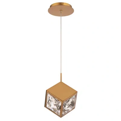 Dweled Ice Cube 1 - Light Single Square Led Pendant In Aged Brass