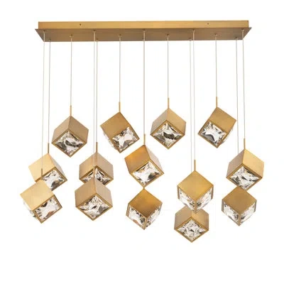 Dweled Ice Cube 14 - Light Linear Pendant In Aged Brass