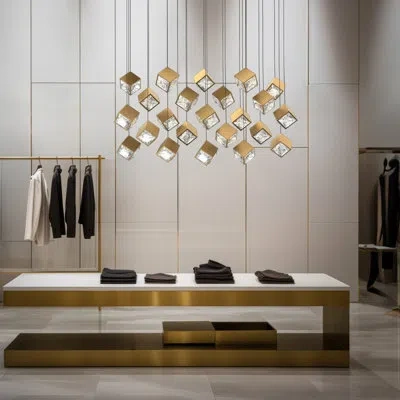 Dweled Ice Cube 23 - Light Linear Pendant In Aged Brass