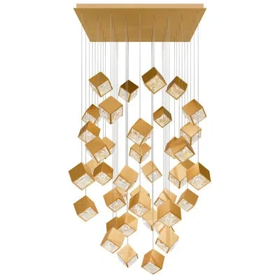 Dweled Ice Cube Square 41 - Light Pendant In Aged Brass