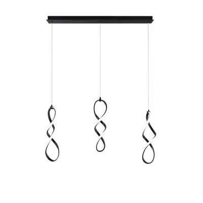 Dweled Interlace Linear 3 - Light Led Cluster Pendant In Black