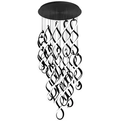 Dweled Interlace Round 21 - Light Led Cluster Pendant In Black