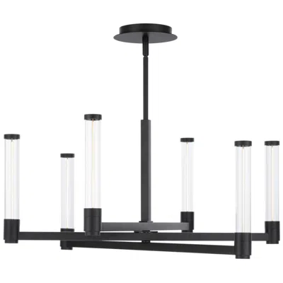 Dweled Jedi 27" Wide Modern Black Frame Clear Tube 6-light Chandelier