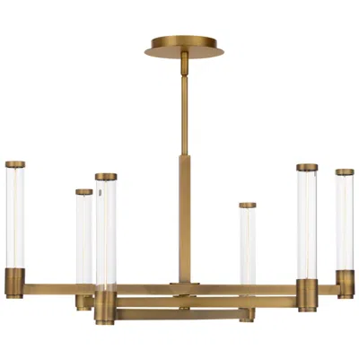 Dweled Jedi 27"w Aged Brass Led Chandelier W/ Clear Glass