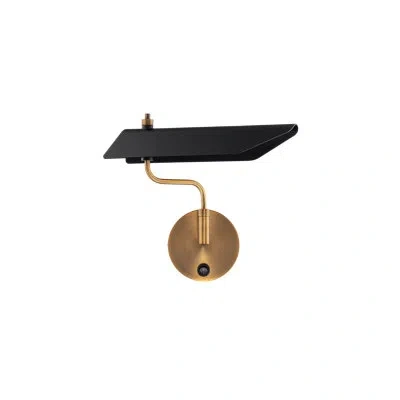 Dweled Loyd Metal Led Swing Arm In Black Aged Brass;laiton Noir Vieilli