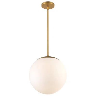 Dweled Niveous 13 3/4" Wide Aged Brass Opal Glass Globe Led Pendant