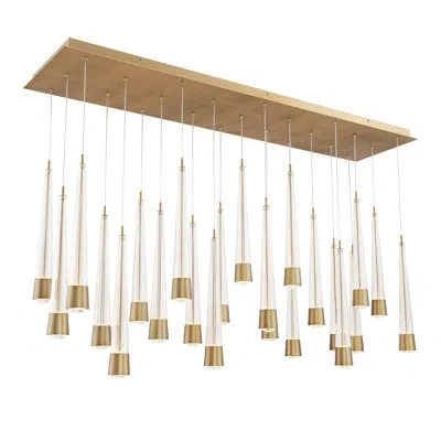 Dweled Quill Linear 23 - Light Led Pendant In Aged Brass