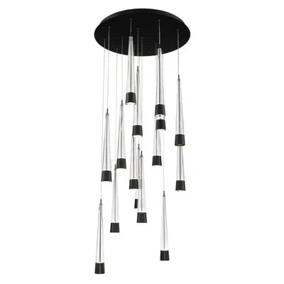 Dweled Quill Round 15 - Light Led Cluster Pendant In Black