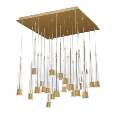 Dweled Quill Square 25 - Light Cluster Pendant In Aged Brass