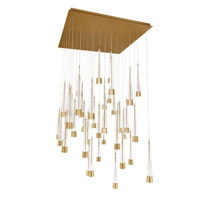 Dweled Quill Square 41 - Light Led Cluster Pendant In Aged Brass