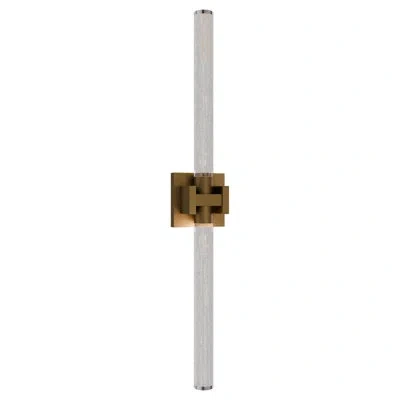 Dweled Ripple 32" Led Bath Vanity & Wall Light With Glass Shade And Built In Color Temperature Switch From  In Aged Brass