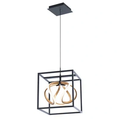 Dweled Sinclair 10.25" Led 1 Light Pendant 3000k In Black/gold Leaf In Black,gold