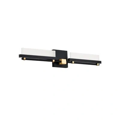 Dweled Two Fold Led Bath Vanity & Wall Light In Black,aged Brass