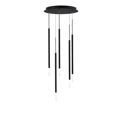 Dweled Viggo Round 5 - Light Black Led Cluster Pendant In Black;black