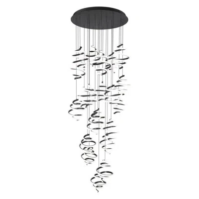 Dweled Whirl 21 - Light Black Led Cluster Pendant In Black;black