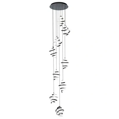 Dweled Whirl 9 - Light Black Led Cluster Pendant In Black;black