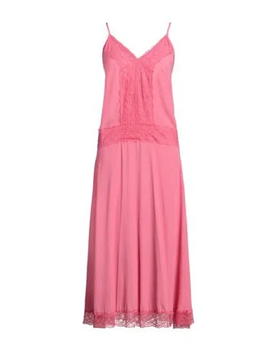 Dx Collection Woman Maxi Dress Fuchsia Size S Acetate, Silk In Pink