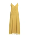 Dx Collection Woman Maxi Dress Mustard Size S Acetate, Silk In Yellow