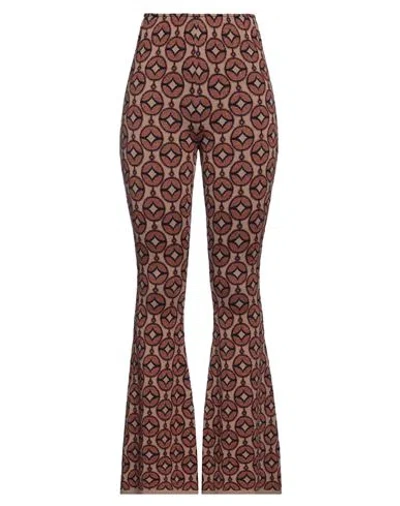 Dx Collection Woman Pants Camel Size L Viscose, Polyester, Metallic Fiber, Polyamide In Beige