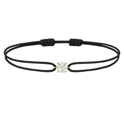 Dyamka Women's Black / Silver Diamond Black Cord Bracelet White Gold In Black/silver