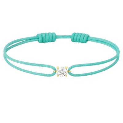 Dyamka Women's Green / Silver Diamond Aqua Cord Bracelet White Gold In Green/silver