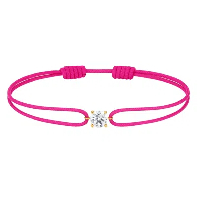 Dyamka Women's Pink / Silver Diamond Pink Cord Bracelet White Gold In Pink/silver