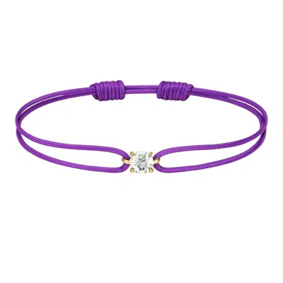 Dyamka Women's Purple / Silver Diamond Purple Cord Bracelet White Gold In Purple/silver