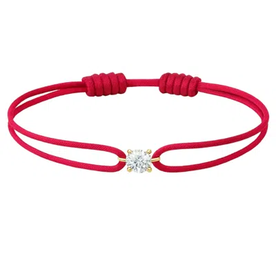 Dyamka Women's Red / Silver Diamond Red Cord Bracelet White Gold In Red/silver