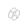 Dyamka Women's Silver Paved Two Rows Ring White Gold In Metallic
