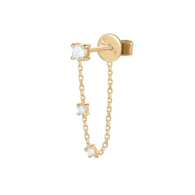 Dyamka Women's Three Diamonds Earring Yellow Gold