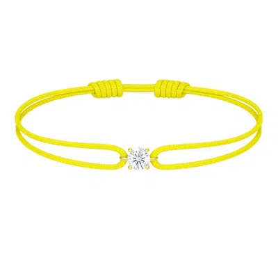 Dyamka Women's Yellow / Silver Diamond Yellow Cord Bracelet White Gold In Yellow/silver