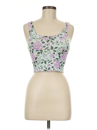 Pre-owned Dyi Define Your Inspiration Tank Top Purple Floral Pattern Open Neckline Tops