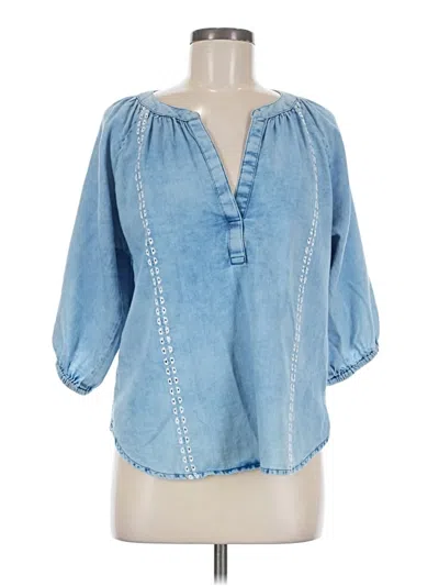 Pre-owned Dylan 3/4 Sleeve Blouse In Blue