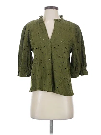 Pre-owned Dylan 3/4 Sleeve Blouse In Green