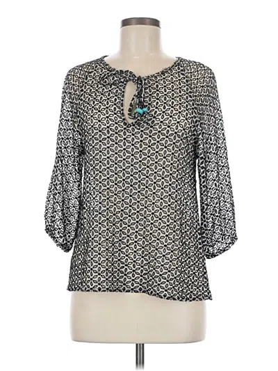 Pre-owned Dylan 3/4 Sleeve Silk Top Silver Keyhole Neckline Tops