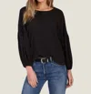 Dylan 3/4 Sleeve Slub Tee In Black In Black