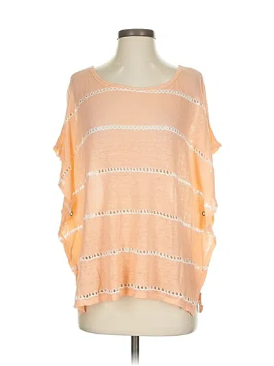 Pre-owned Dylan 3/4 Sleeve Top Orange Cold Shoulder Neckline Tops