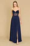 Dylan And Davids Long Chiffon Corset Formal Prom Dress In Blue