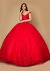 Dylan And Davids Long Sweet 16 Quinceanera Ball Gown In Red