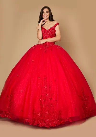 Dylan And Davids Long Sweet 16 Quinceanera Ball Gown In Red